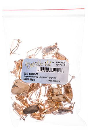 Fingernail Earring 10x20mm (25 Pairs) 