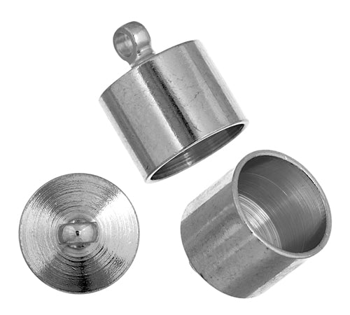 Necklace Caps With Loop 10mm Nickel Color Lead Free / Nickel Free (20pcs)