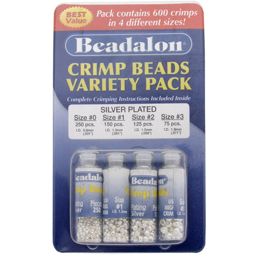 Beadalon Crimp Beads Variety Pack #0-3 Plated  600pcs - Cosplay Supplies Inc