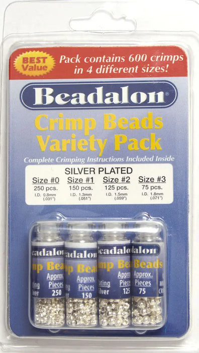 Beadalon Crimp Beads Variety Pack #0-3 Plated  600pcs