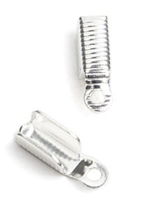 Leather Crimp - Coiled 3.5x11mm Silver Lead Free / Nickel Free