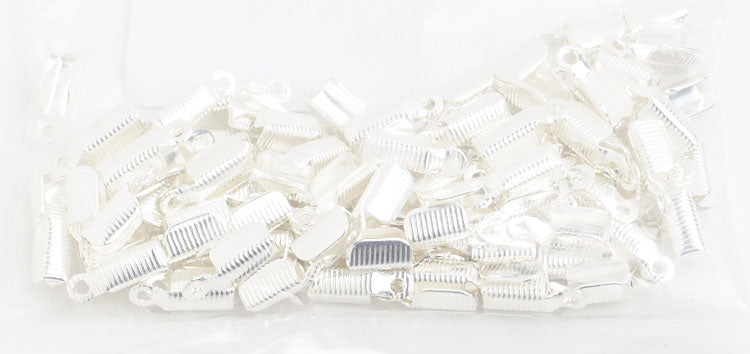 Leather Crimp - Coiled 3.5x11mm Silver Lead Free / Nickel Free