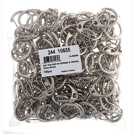 Key Holder With Spring & Swivel Nickel