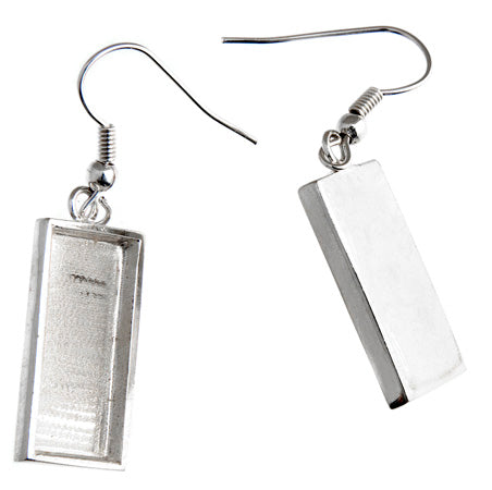 Bezel Handmade Earring Rectangle 21x11X2mm