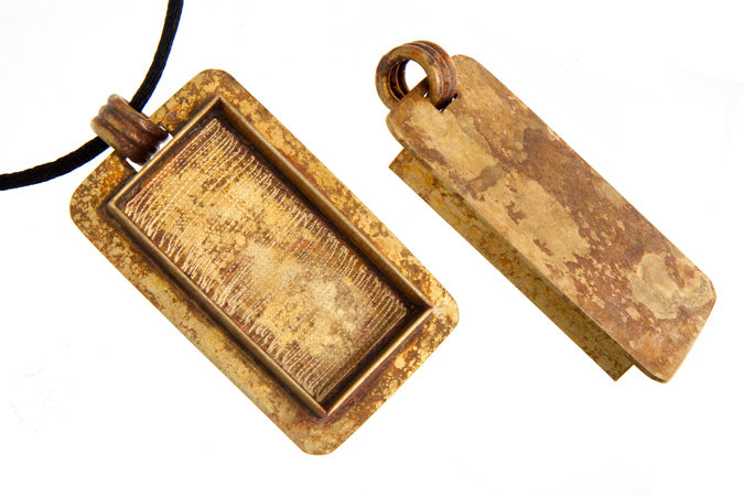 Bezel Handmade Pendant Rectangle 21.6x42x6.5mm