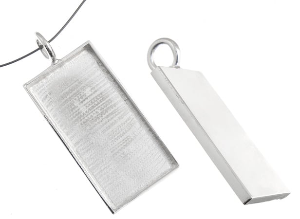 Bezel Handmade Pendant Rectangle 31.5x19x2mm Plated