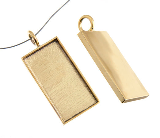 Bezel Handmade Pendant Rectangle 31.5x19x2mm Plated