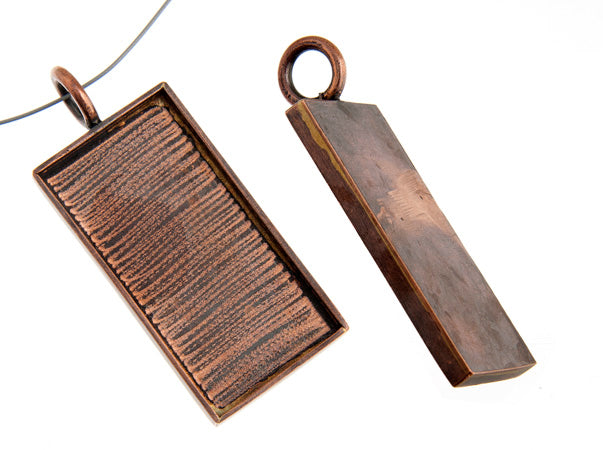 Bezel Handmade Pendant Rectangle 31.5x19x2mm Plated