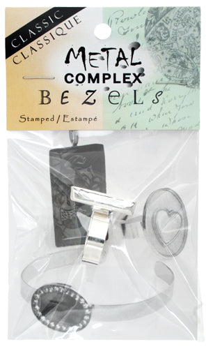 Bezel Stamped Ring Rectangle 17x23.7x4mm Silver