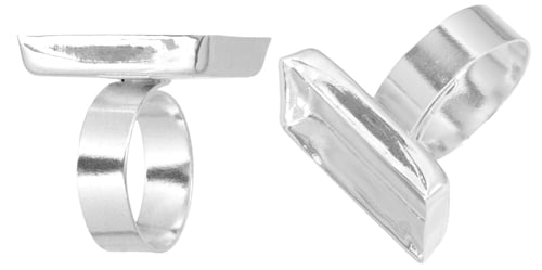 Bezel Stamped Ring Rectangle 17x23.7x4mm Silver