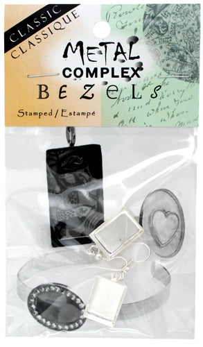 Bezel Stamped Earring Rectangle 11x17x3mm Silver