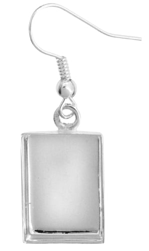 Bezel Stamped Earring Rectangle 11x17x3mm Silver - Cosplay Supplies Inc