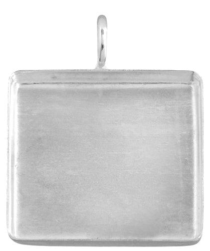 Bezel Stamped Pendant Square 32x3mm Silver