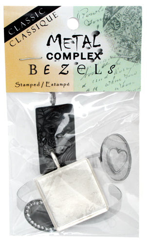 Bezel Stamped Pendant Square 32x3mm Silver