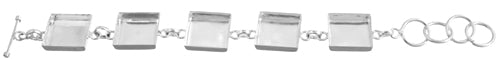 Bezel Stamped Bracelet 8.5in 19x4.25mm Silver Square