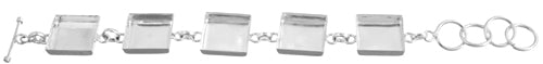 Bezel Stamped Bracelet 8.5in 19x4.25mm Silver Square