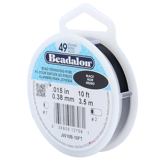 Beadalon Wire .015/49Strand 10ft Stainless Steel Black