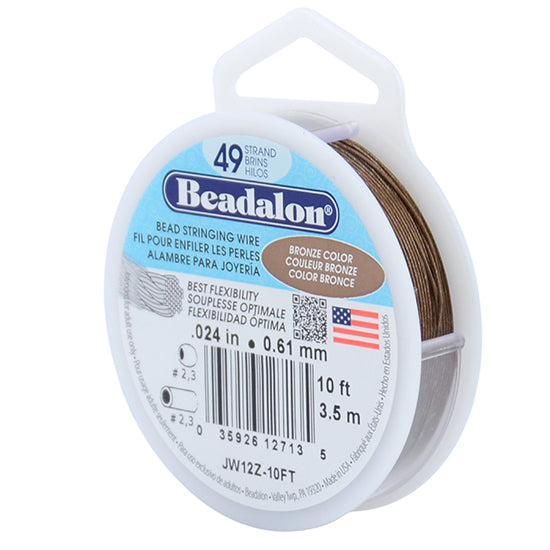 Beadalon Wire .024/49Strand 10ft Stainless Steel Bronze