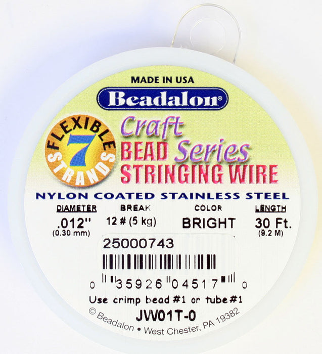 Beadalon .012/7 Stringing Wire 30ft Bright