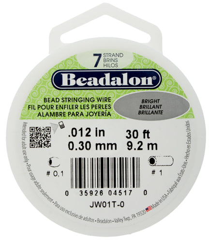 Beadalon .012/7 Stringing Wire 30ft Bright