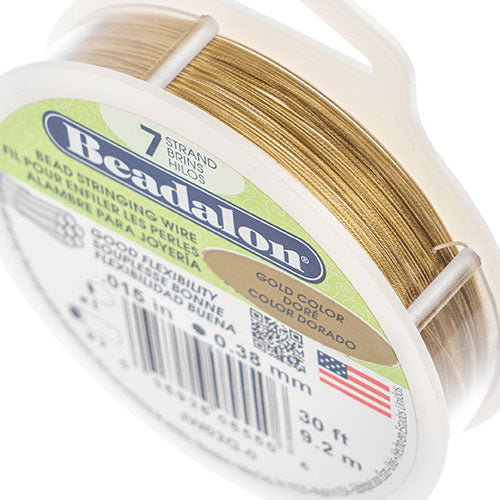 Beadalon .015/7 Stringing Wire 30ft Gold