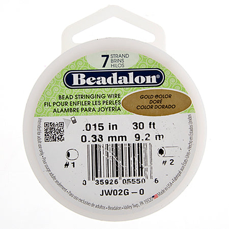 Beadalon .015/7 Stringing Wire 30ft Gold
