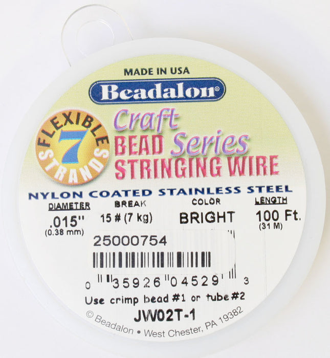 Beadalon .015/7 Stringing Wire 100ft Bright