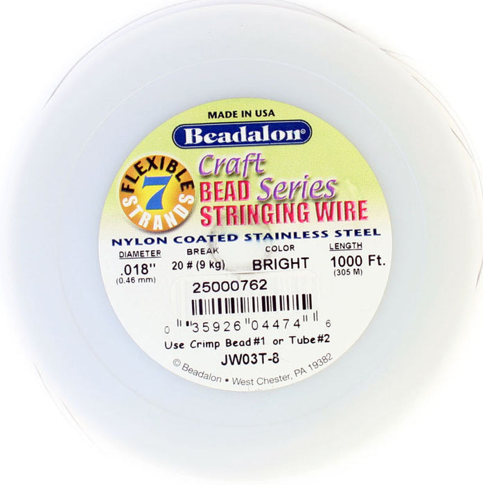 Beadalon .018/7 Stringing Wire 1000ft Bright