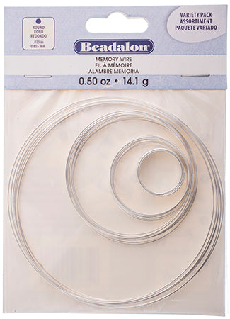 Beadalon Memory Wire Kit .50oz Assorted Sizes Silver