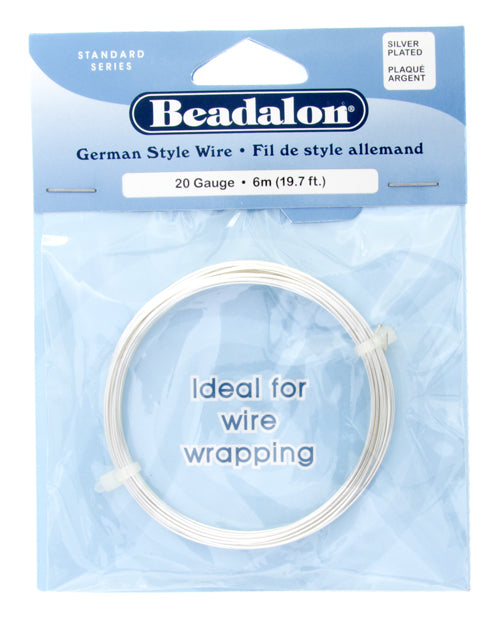 Beadalon German Style Wire 20ga Silver Round 6m (19.7ft)