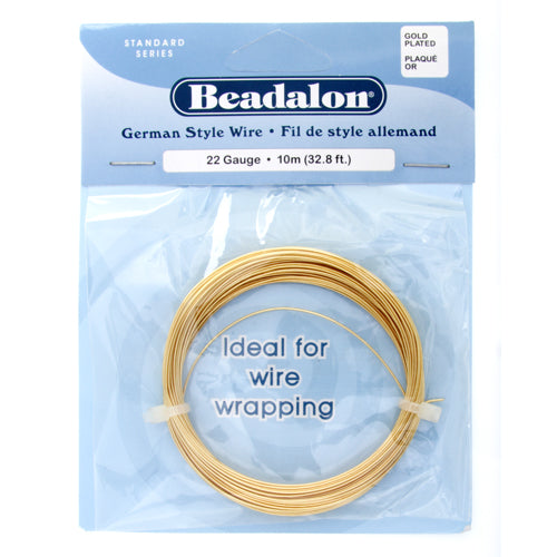 Beadalon German Style Wire 22ga Gold Round 10m (32.8ft)