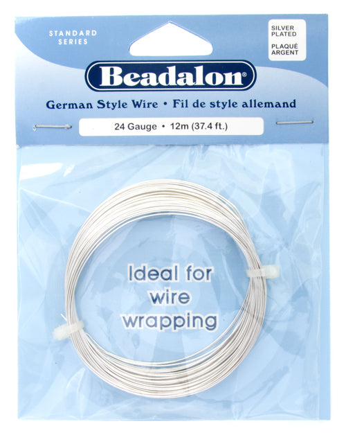 Beadalon German Style Wire 24ga Silver Round 12m (39.4ft)