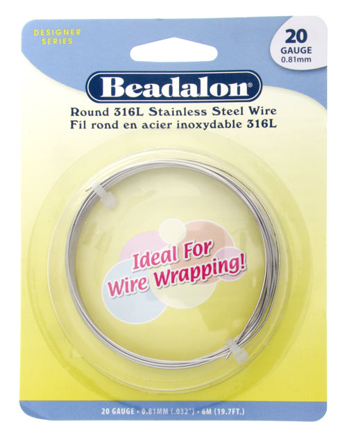 Beadalon 316L Stainless Steel Round 20ga 6m (19.7ft)