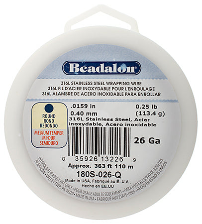 Beadalon 316L Stainless Steel Round 26ga 1/4lb 363ft