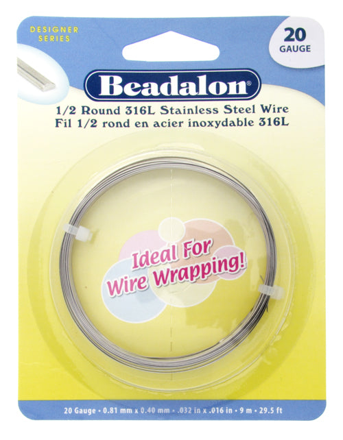 Beadalon 316L Stainless Steel Half Round 20ga 9m (29.5ft)
