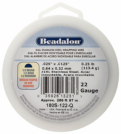 Beadalon 316L Stainless Steel Half Round 22ga 1/4lb 87m (286ft)