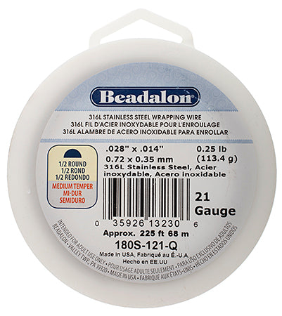 Beadalon 316L Stainless Steel Square 24ga 1/4lb 89ft