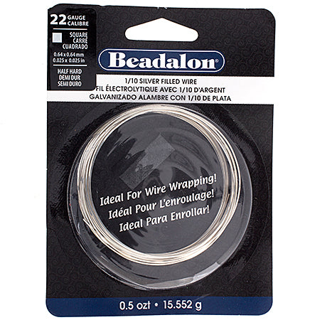 Beadalon German Style Wire Square 22ga Silver Filled Wire Half Hard
