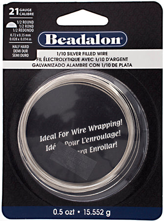 Beadalon German Style Wire Half Round 21ga Silver Filled Wire Half Hard