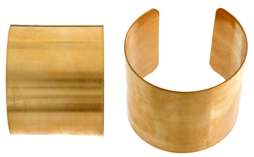 Brass Cuff Bracelets Flat Band 2in Wide