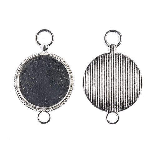 Must Have Findings - Round Pendant Frame Fob Style Silver 3pcs