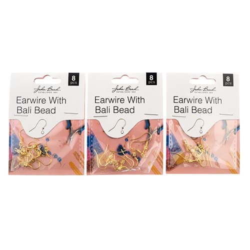 Must Have Findings - Earwire w/ Bali Bead 8pcs