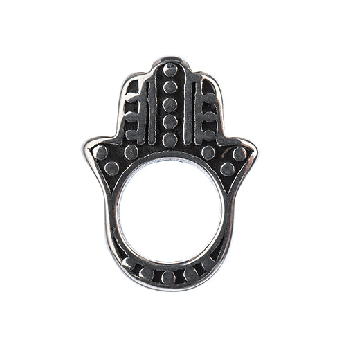 Stainless Steel Antique Silver Hamsa Hand Bead Frame 15x12mm 5pcs