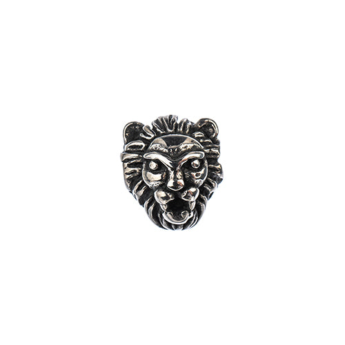 Stainless Steel Antique Silver Lion Head Bead 10x11mm 5pcs