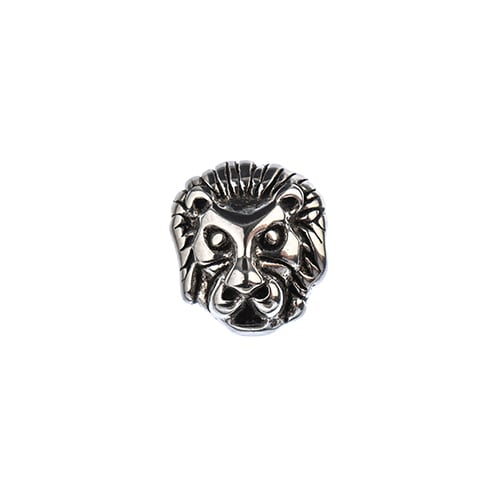 Stainless Steel Antique Silver Lion Head Bead 11x12mm 5pcs