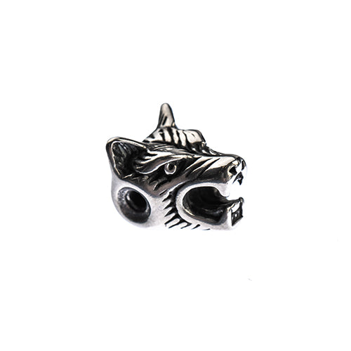 Stainless Steel Antique Silver Wolf Head Bead 5pcs