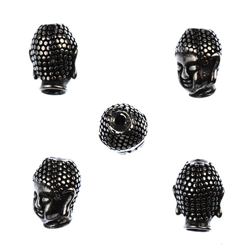 Stainless Steel Antique Silver Buddha Bead 5pcs - Cosplay Supplies Inc