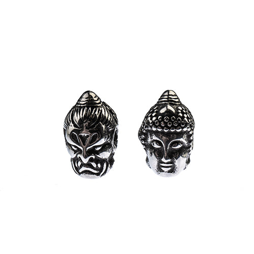 Stainless Steel Antique Silver Buddha Bead 5pcs
