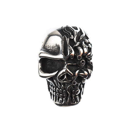 Stainless Steel Antique Silver Magnetic Glue-In Cord Clasp Skull - Cosplay Supplies Inc
