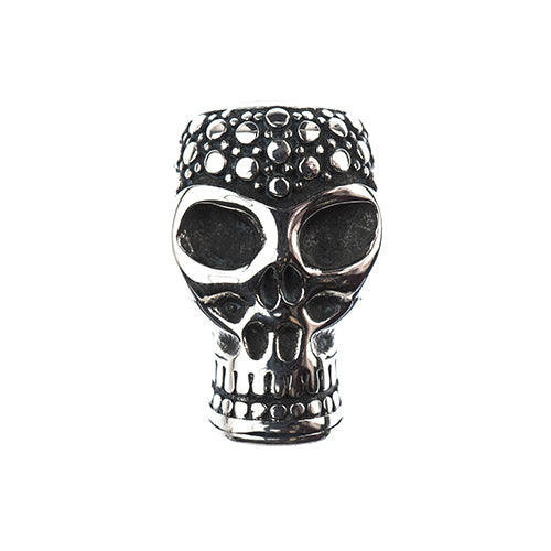 Stainless Steel Antique Silver Magnetic Glue-In Cord Clasp Skull - Cosplay Supplies Inc